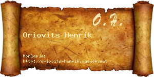 Oriovits Henrik névjegykártya